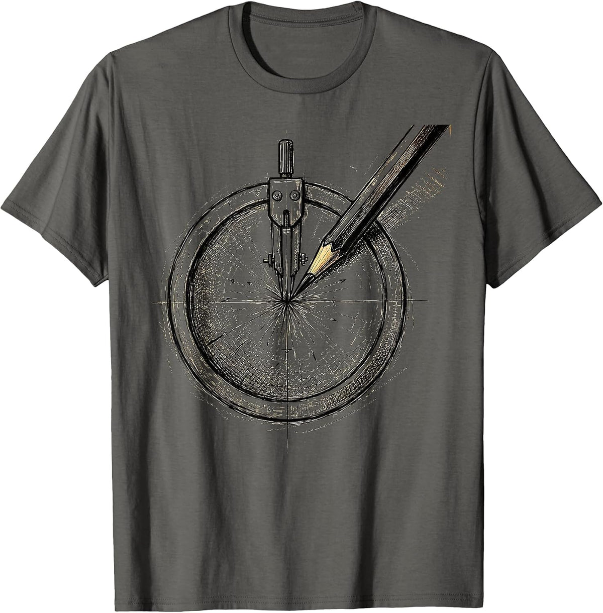 Men's Compass Drawing a Perfect Circle Graphic T-Shirt - Asphalt Grey