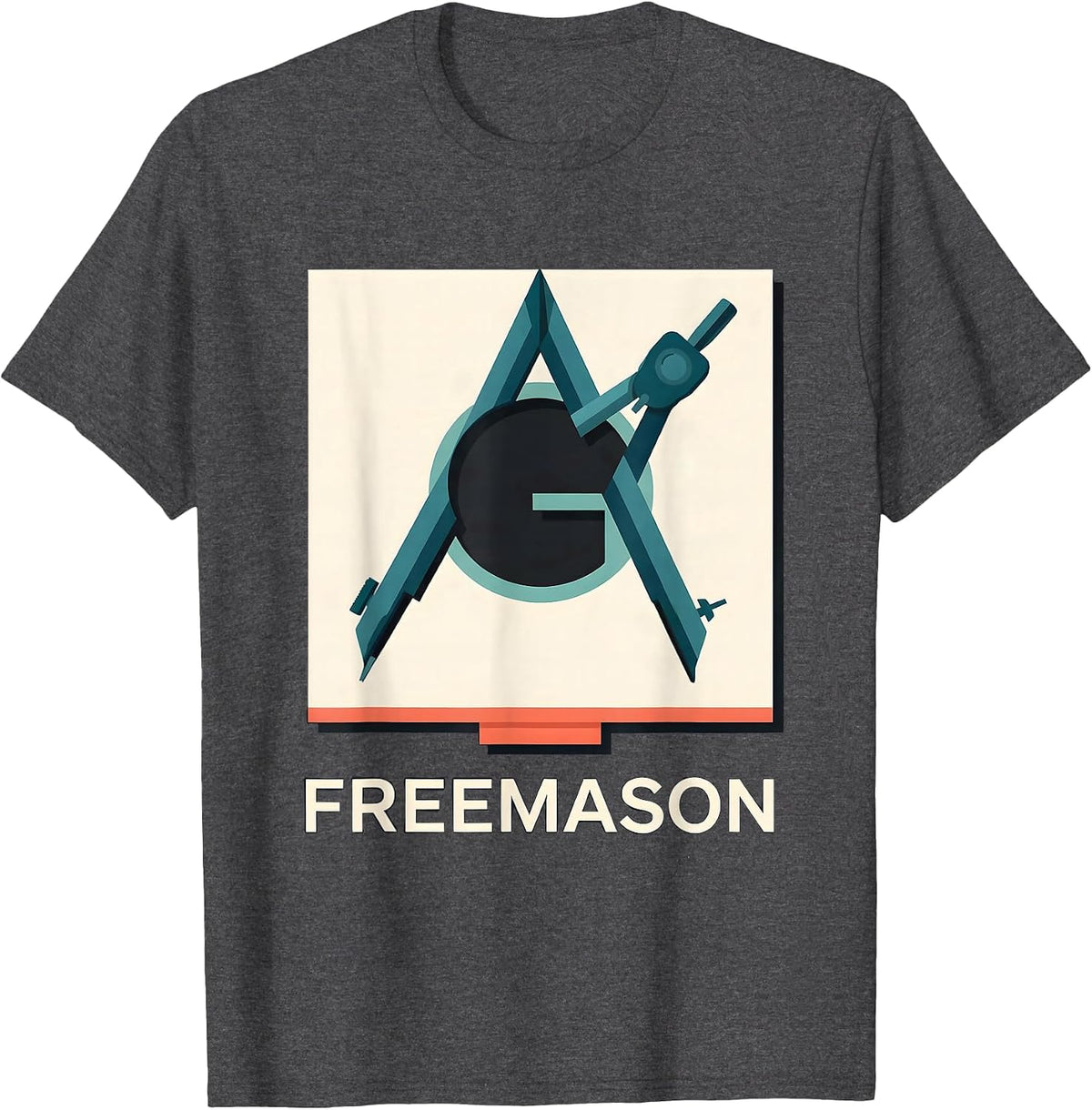 Men's Freemason Square And Compass Masonic Fraternal Pride T-Shirt - Dark Heather Grey