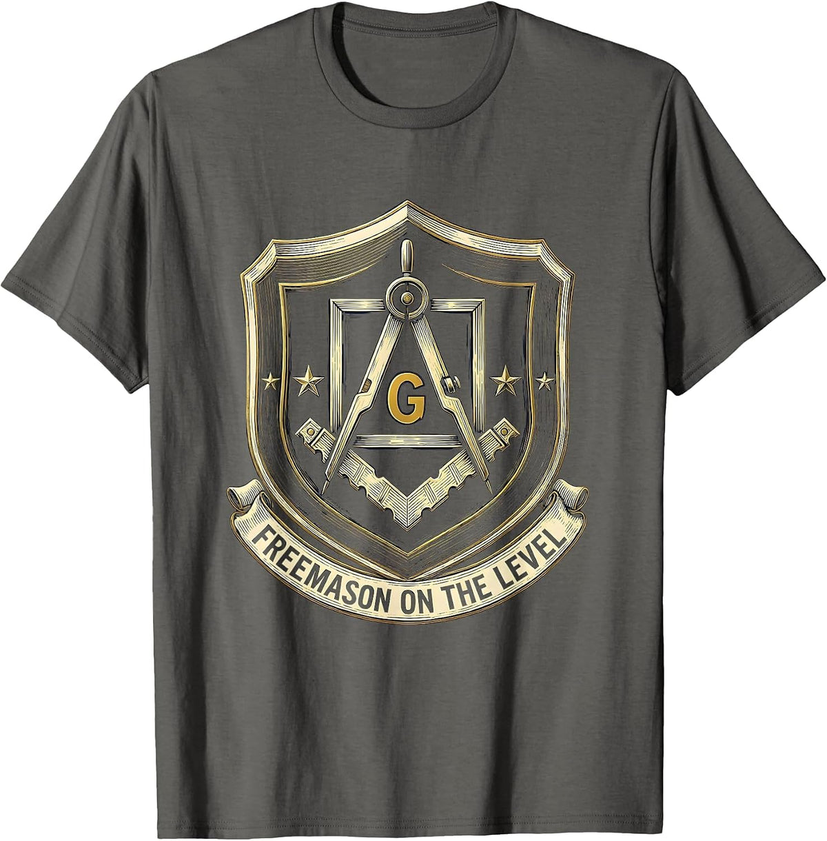 Men's Freemason On The Level Masonic Fraternal Pride Square & T-Shirt - Asphalt Grey