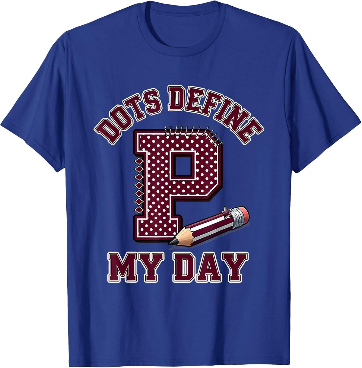 Men's Dots Define My Day Sparkle Varsity Pre-K Teacher Back To T-Shirt - Royal Blue