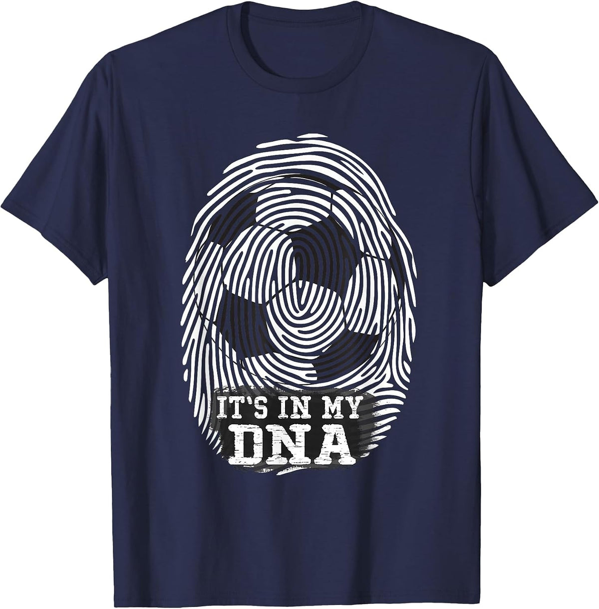 Soccer It's in My DNA Fingerprint T-Shirt - Navy Blue