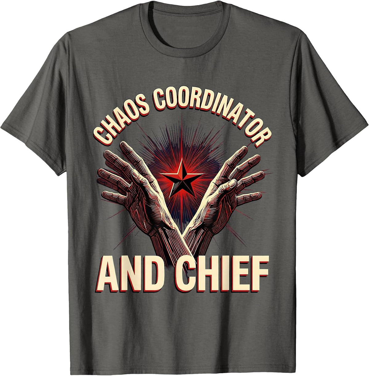 Men's Chaos Coordinator And Chief Mom Design T-Shirt - Asphalt Grey