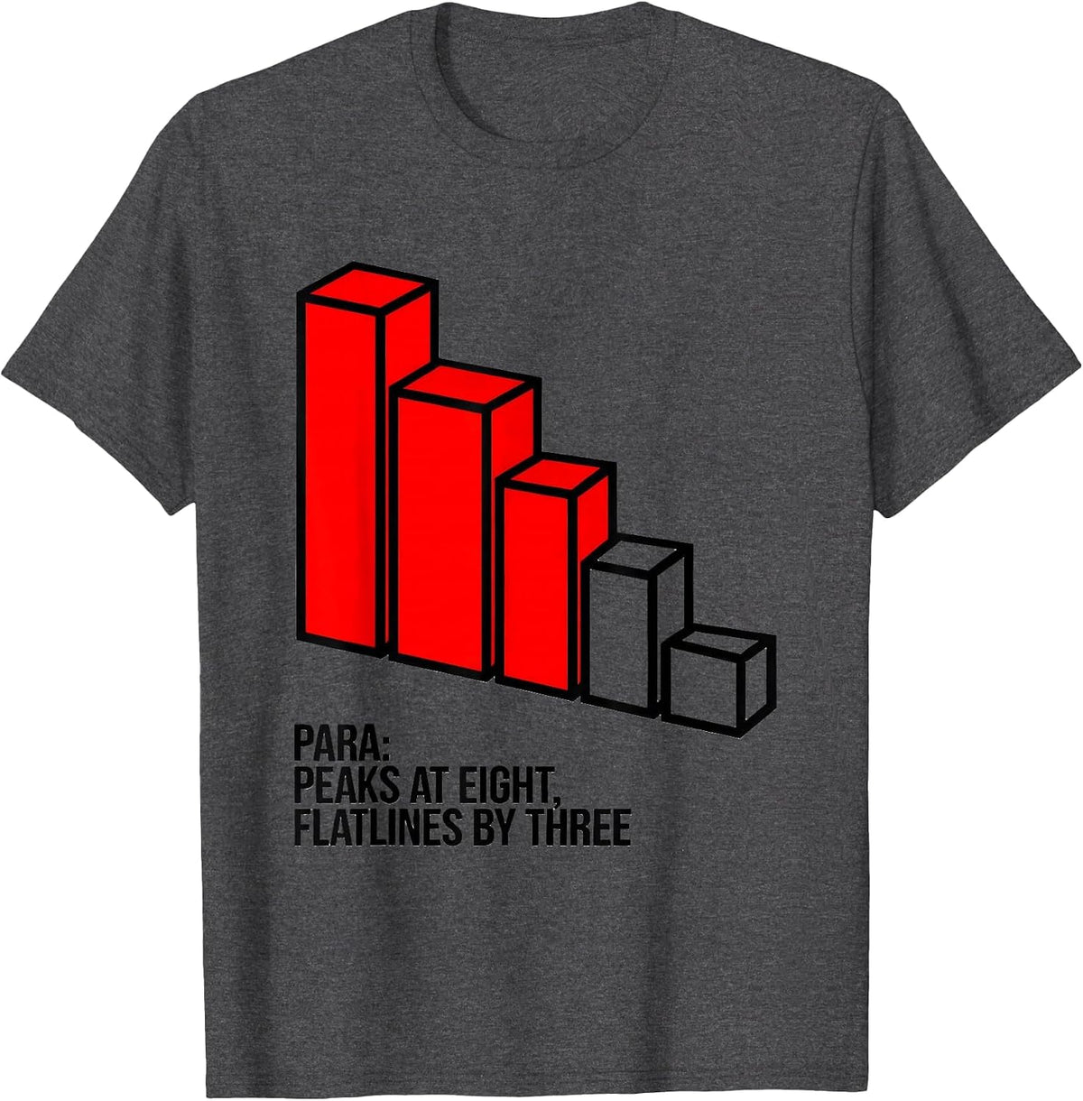 Men's Para Peaks At Eight Flatlines By Three Funny Paraeducator T-Shirt - Dark Heather Grey