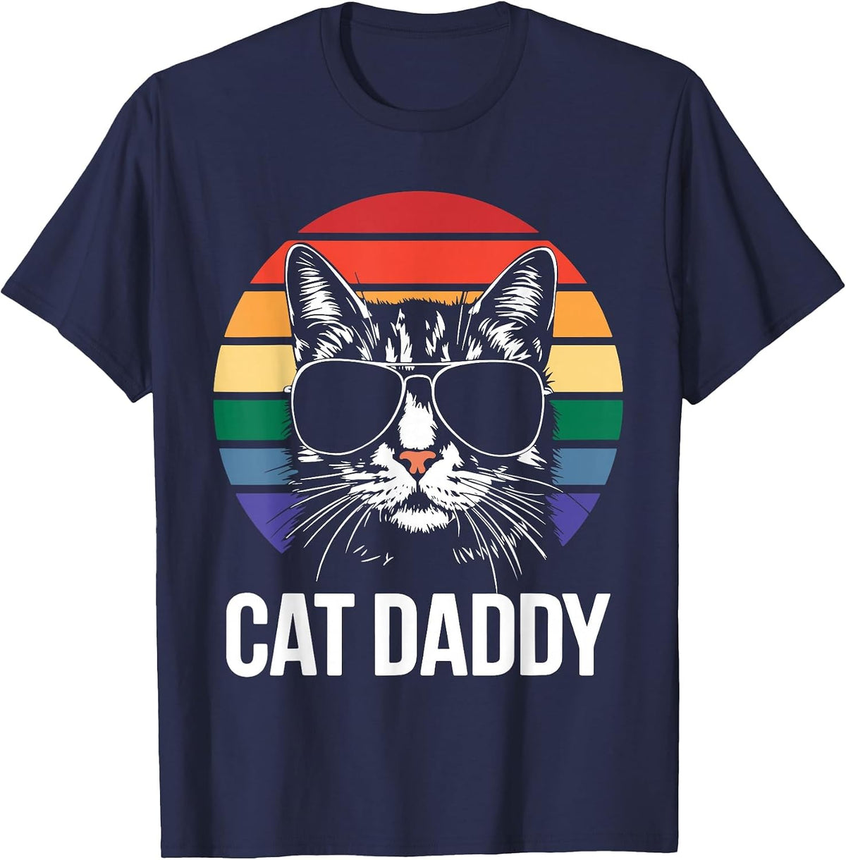 Cat Daddy Shirt Best Cat Dad Ever Men Fathers Day T-Shirt - Navy Blue