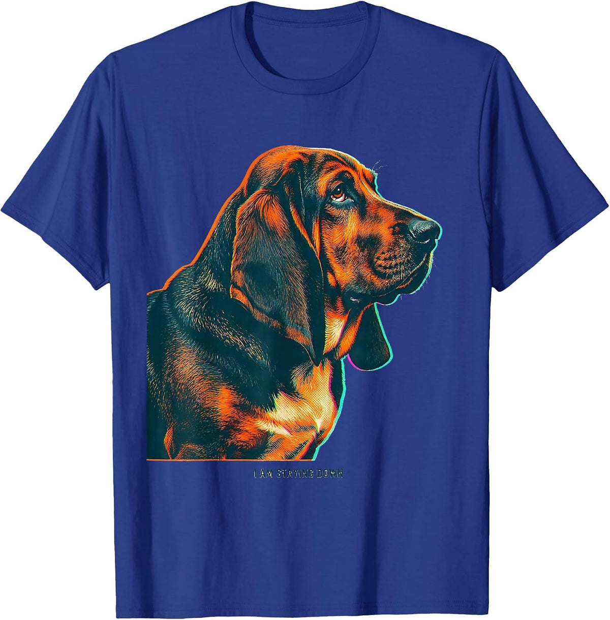 Men's I Am Staying Down Funny Basset Hound Dog Lover Gift T-Shirt - Royal Blue