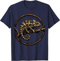 Safari Chameleon on Branch Illustration T-Shirt - Navy Blue