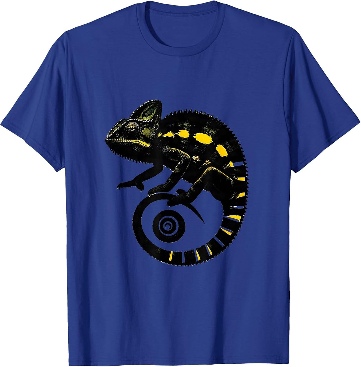 Minimalist Chameleon Scribble Line Art Graphic Wildlife T-Shirt - Royal Blue