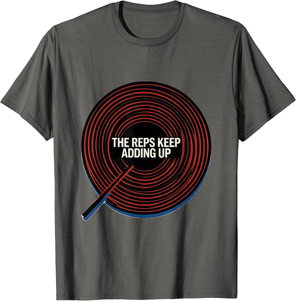 The Reps Keep Adding Up Bauhaus Modernist Gym Workout Humor T-Shirt - Asphalt Grey