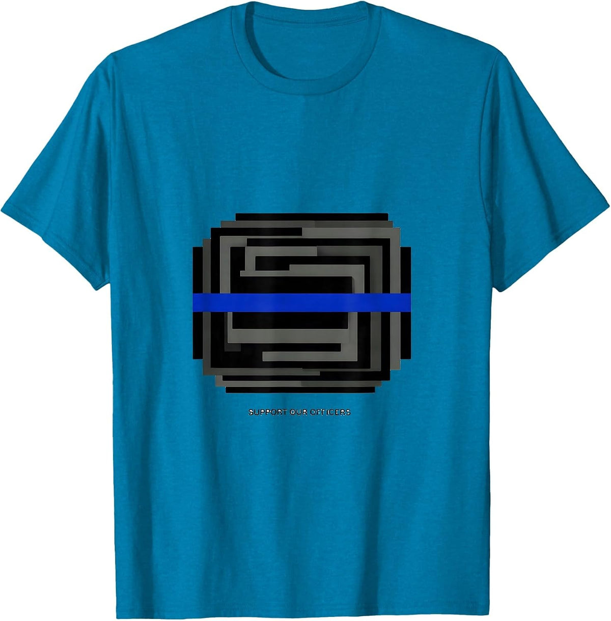 Support Our Officers Thin Blue Line Police Support Law T-Shirt - Sapphire Blue