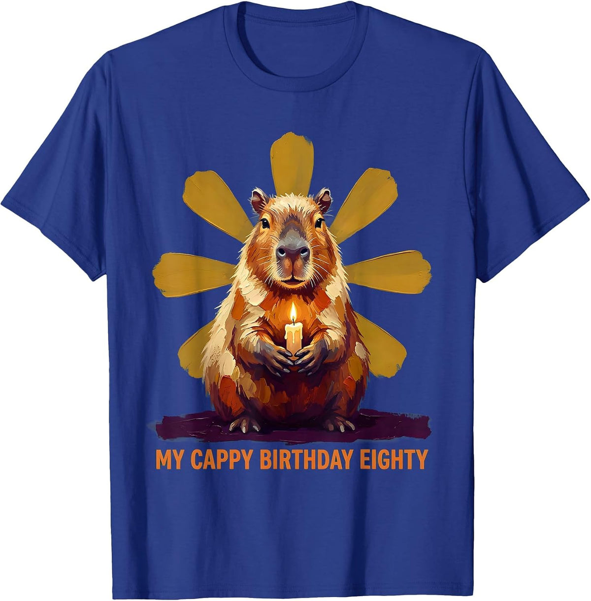 Men's My Cappy Birthday Eighty Kawaii Capybara Birthday Gift T-Shirt - Royal Blue