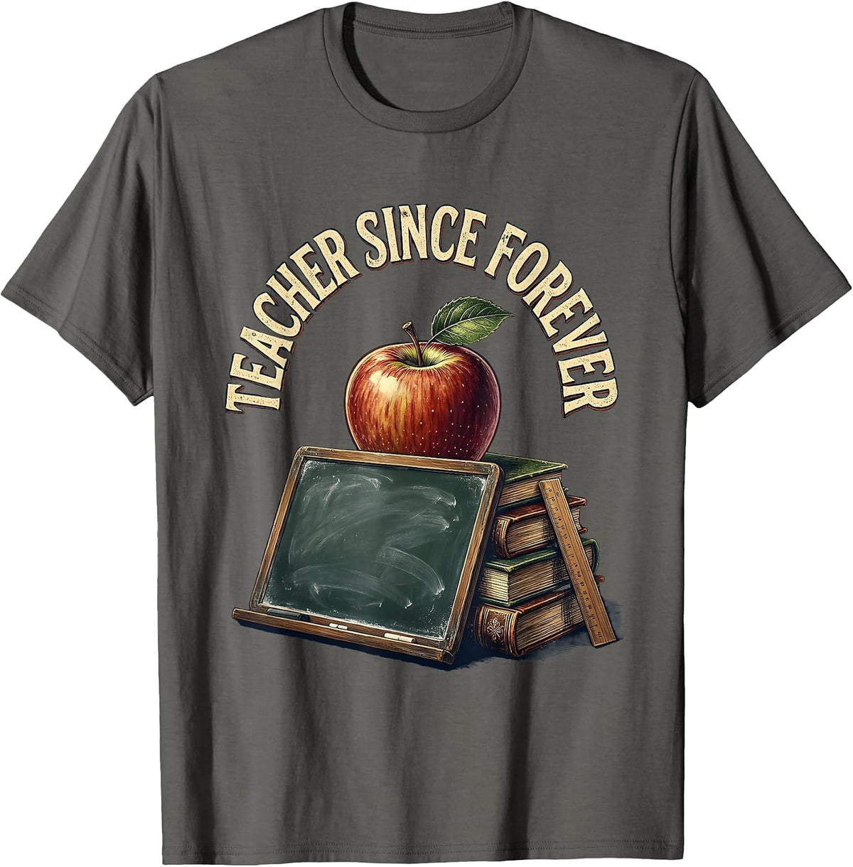 Teacher Since Forever Vintage Design T-Shirt - Asphalt Grey