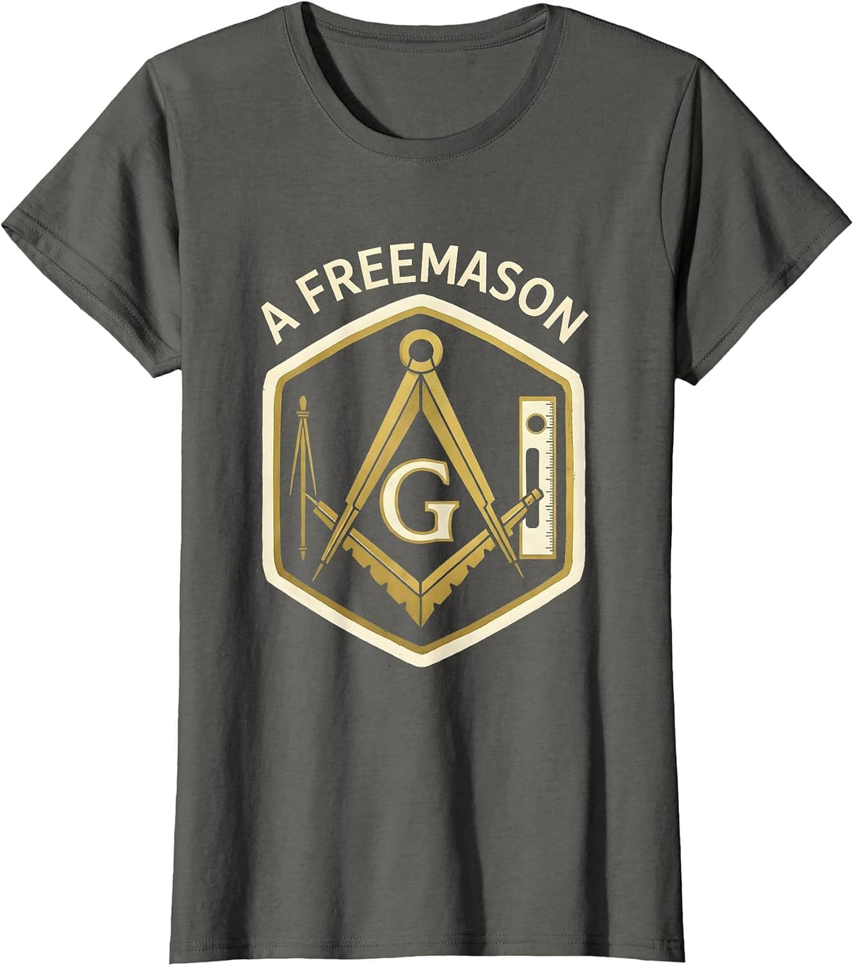 Women's A Freemason Masonic Square And Compass Emblem Fraternal T-Shirt - Asphalt Grey