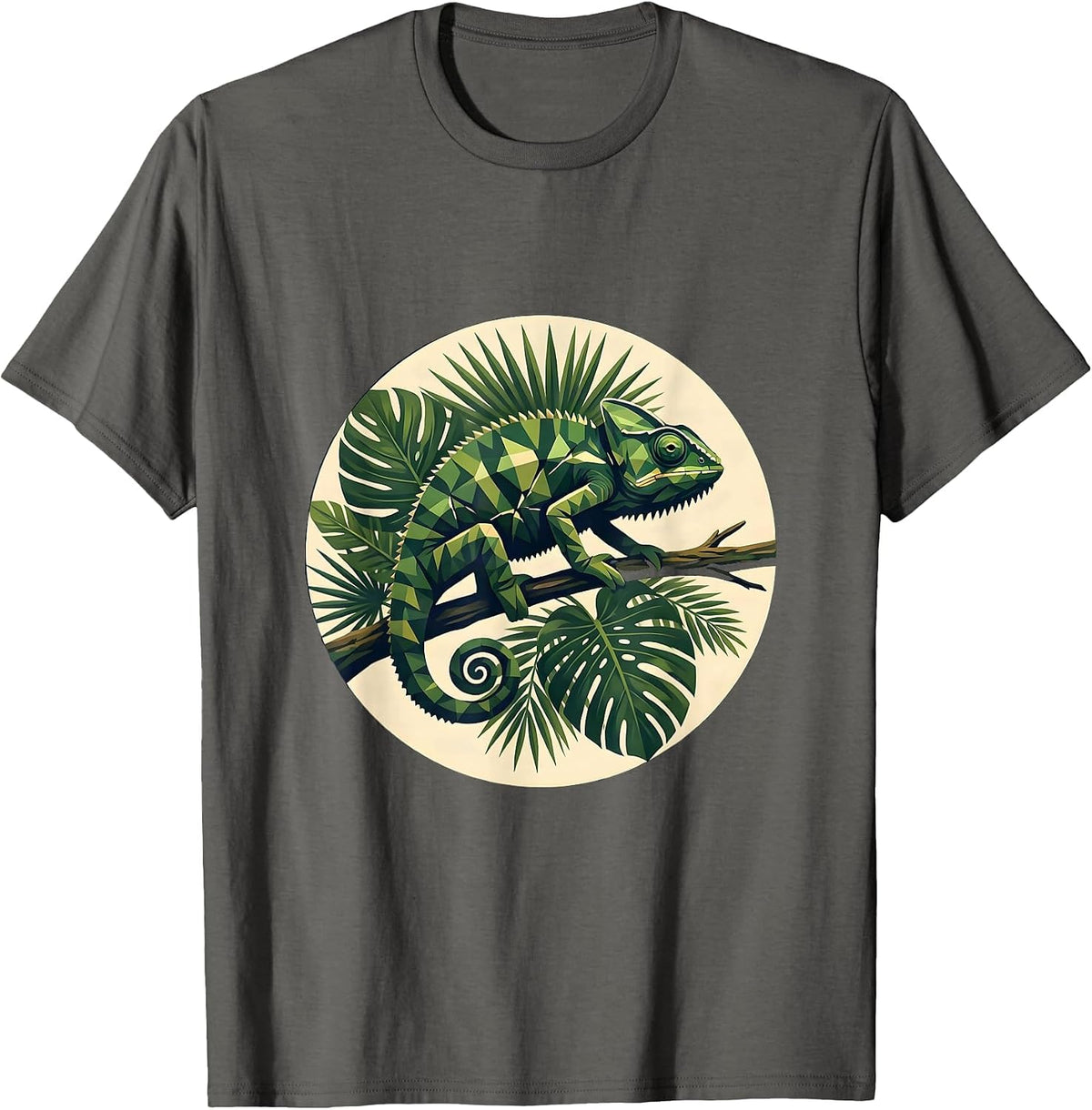 Men's Chameleon Jungle Camo Graphic Design T-Shirt - Asphalt Grey