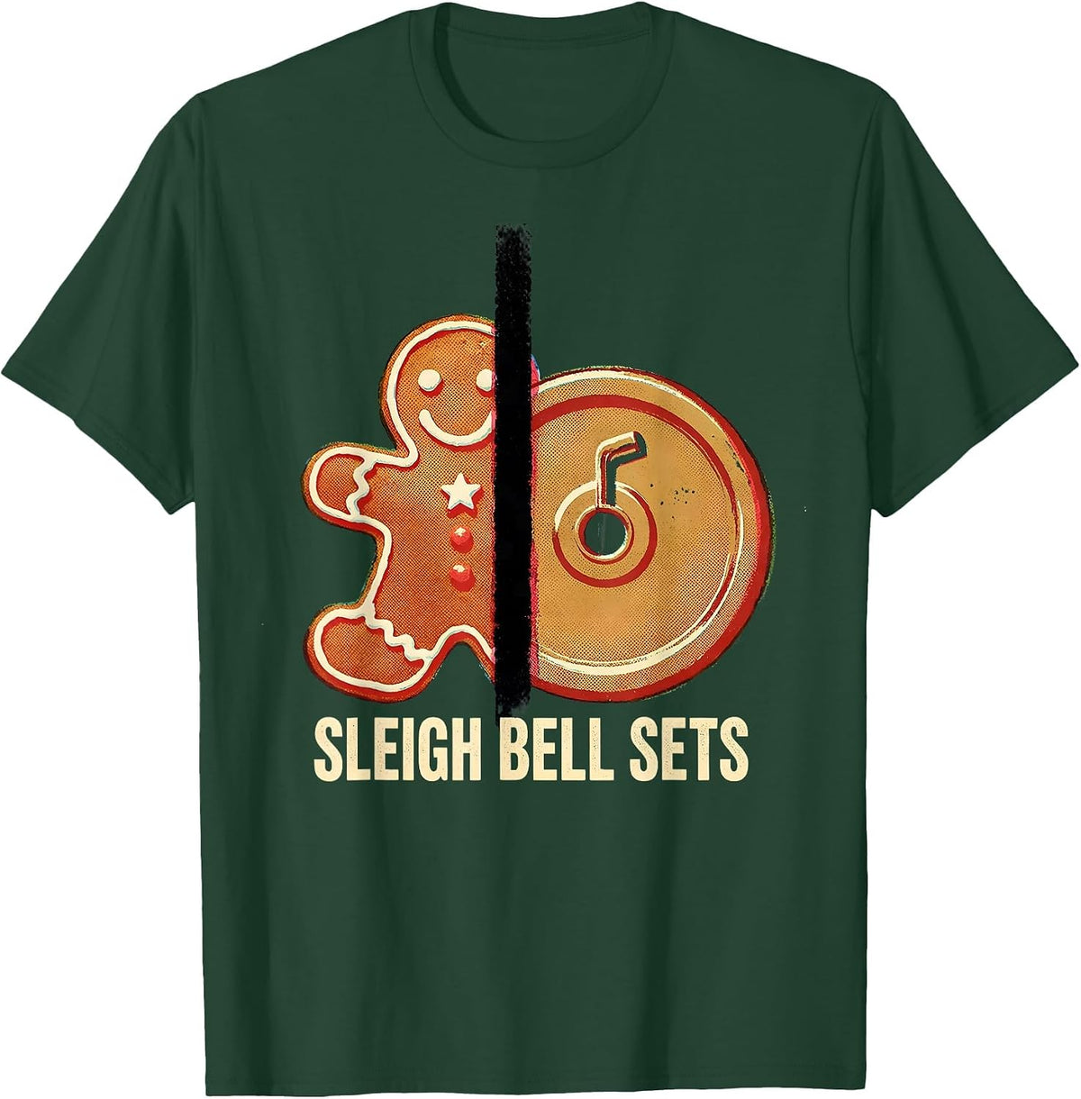 Sleigh Bell Sets Funny Christmas Gym Workout Weightlifting T-Shirt - Dark Green