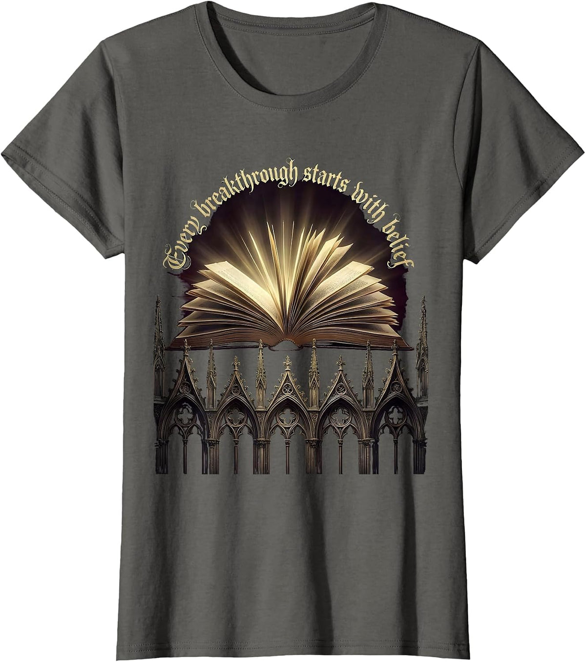 Women's Sped Teacher Every Breakthrough Starts With Belief T-Shirt - Asphalt Grey
