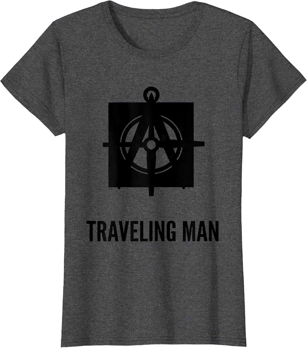 Women's Traveling Man Masonic Square and Compass Freemason Fraternal T-Shirt - Dark Heather Grey