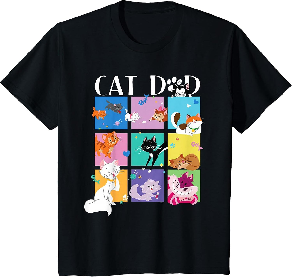 Disney Cat Dad Pet Parent Animated Disney Cats T-Shirt - Black