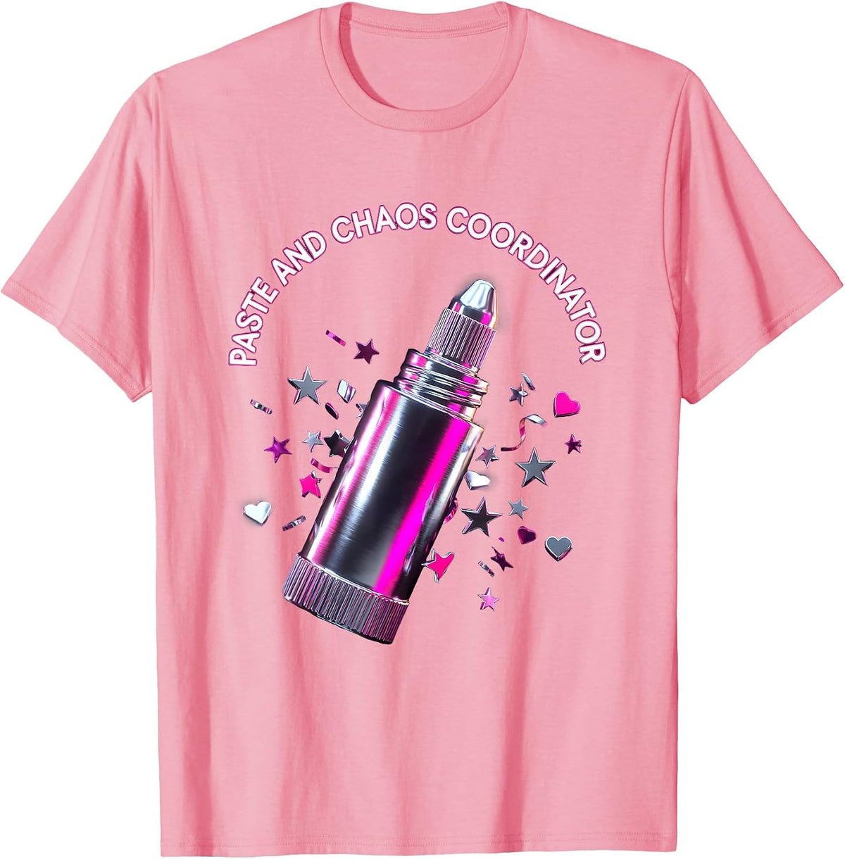 Men's Paste and Chaos Coordinator Kindergarten Teacher T-Shirt - Pink
