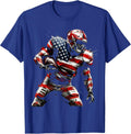 Football Player Wrapped in American Flag Graphic T-Shirt - Royal Blue