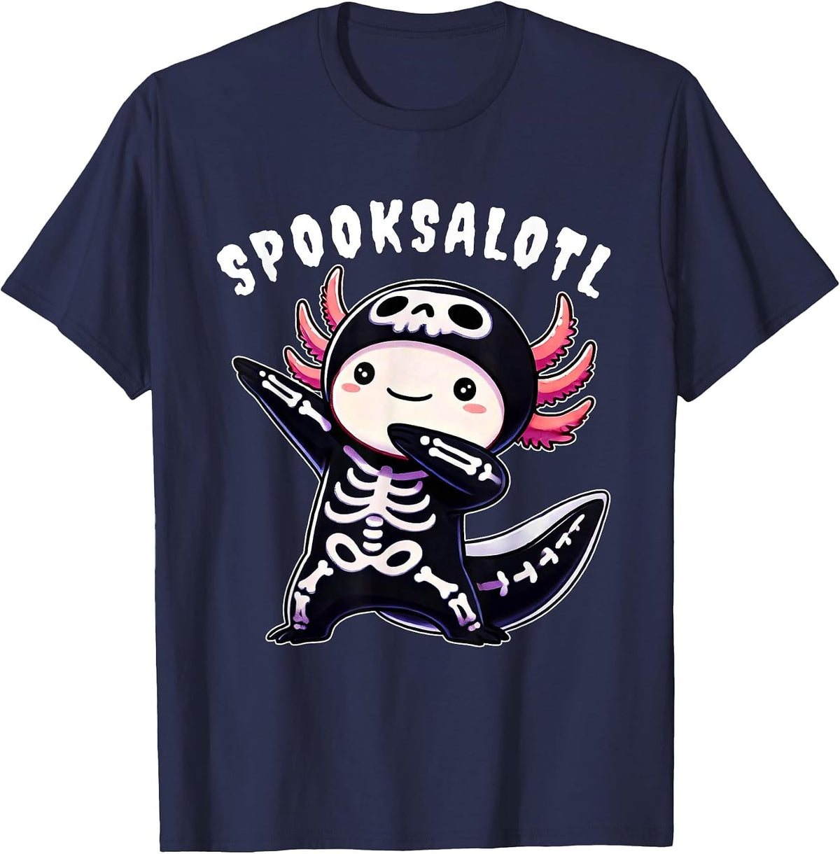 Funny Axolotl Halloween Design for Kids Boys Girls Youth T-Shirt - Navy Blue
