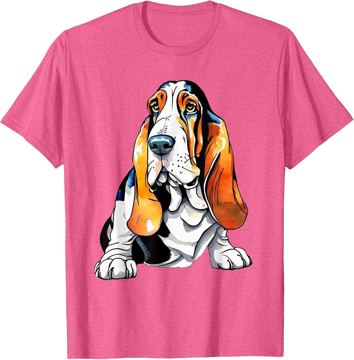 Bassett Hound Dog Breed Graphic T-Shirt - Pink Heather