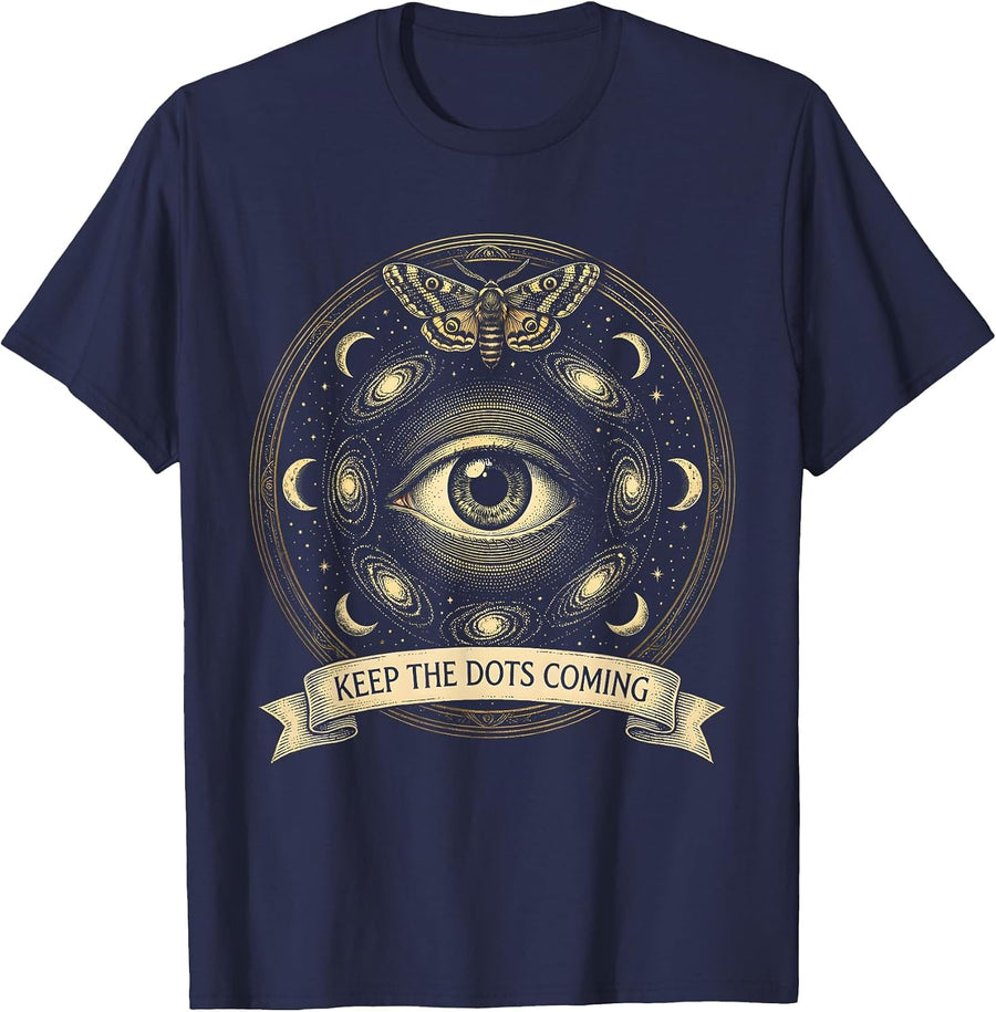 Keep The Dots Coming Graphic Design T-Shirt - Navy Blue