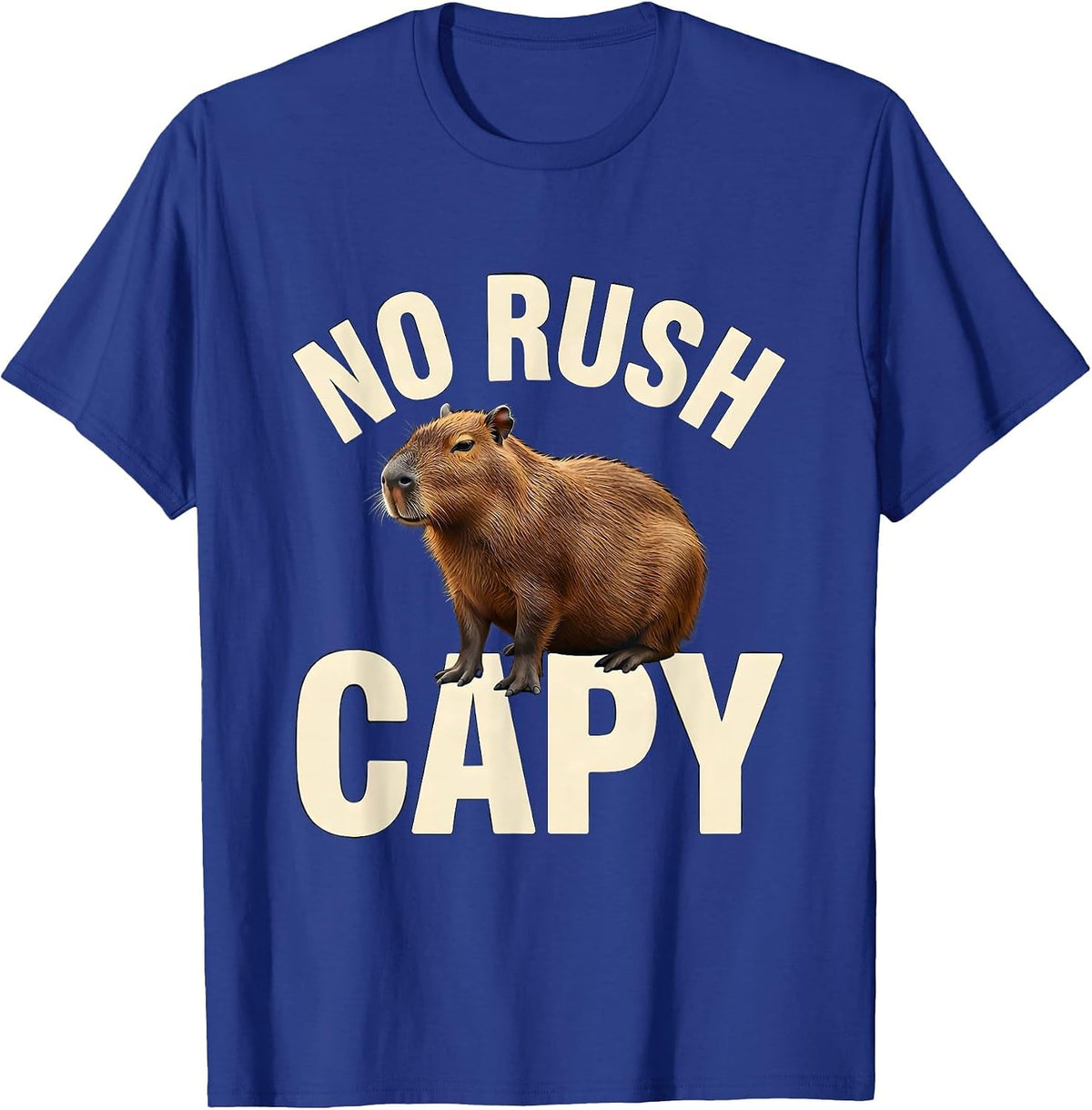No Rush Capy Funny Capybara Animal Meme Gamer Humor T-Shirt - Royal Blue