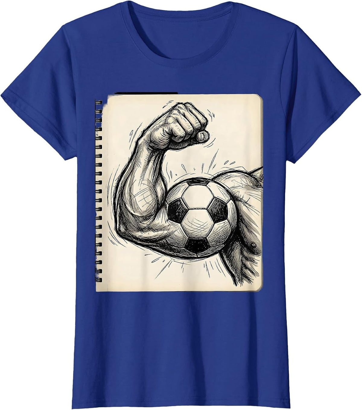 Women's Soccer Dad Flexing Bicep With Soccer Ball Graphic T-Shirt - Royal Blue