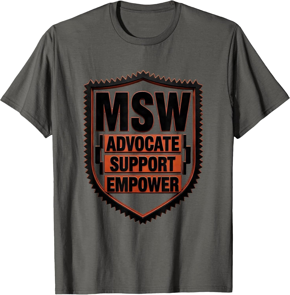 Men's Advocate Support Empower MSW Funny Social Worker Graduation T-Shirt - Asphalt Grey
