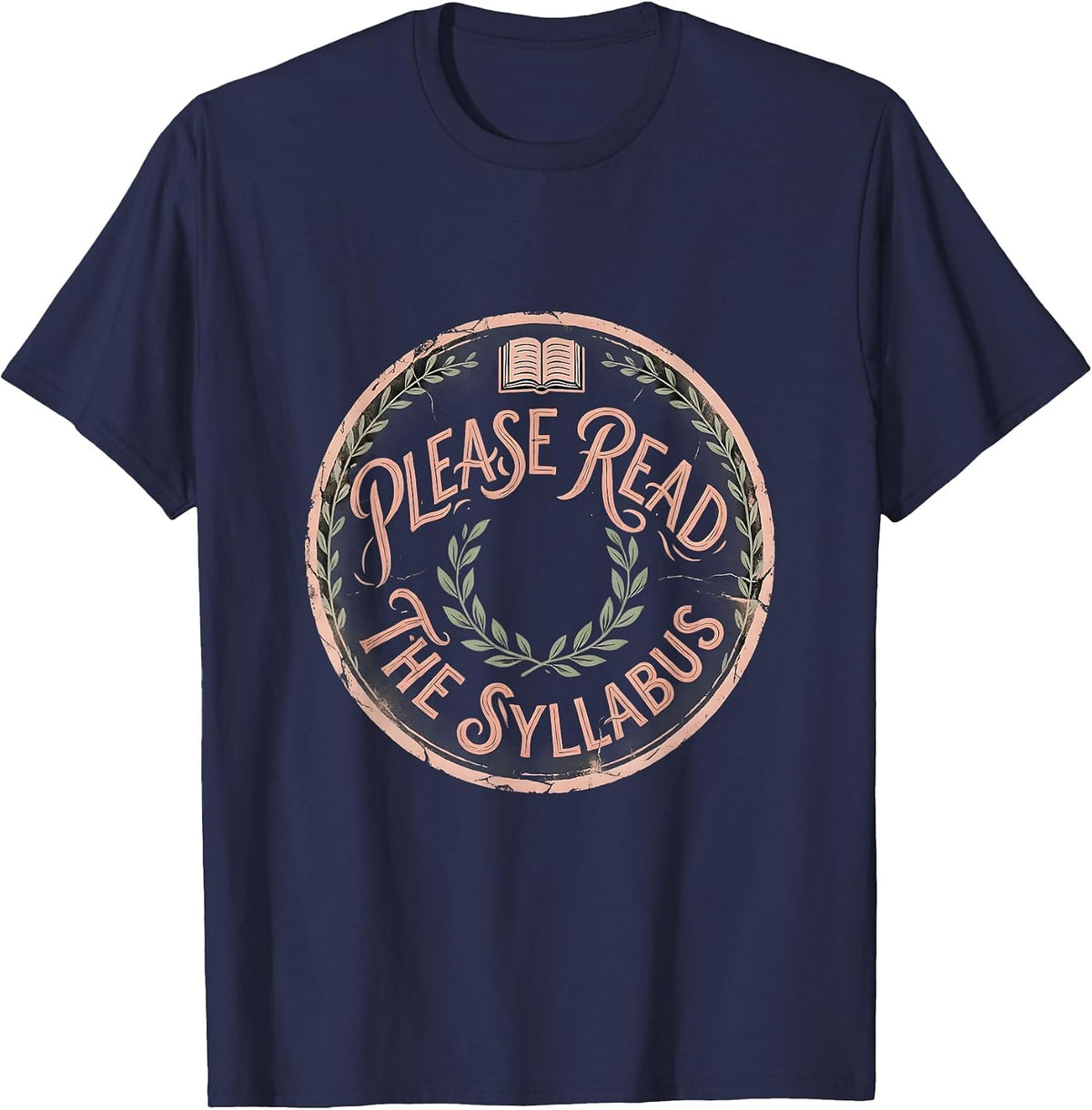 Please Read The Syllabus Teacher Design T-Shirt - Navy Blue