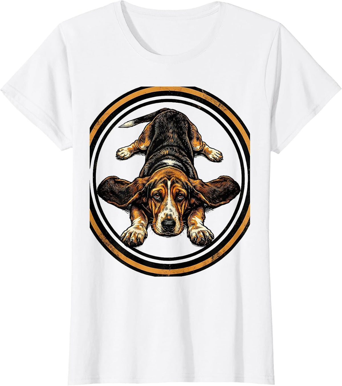 Basset Hound Flopped on Floor Graphic T-Shirt - White