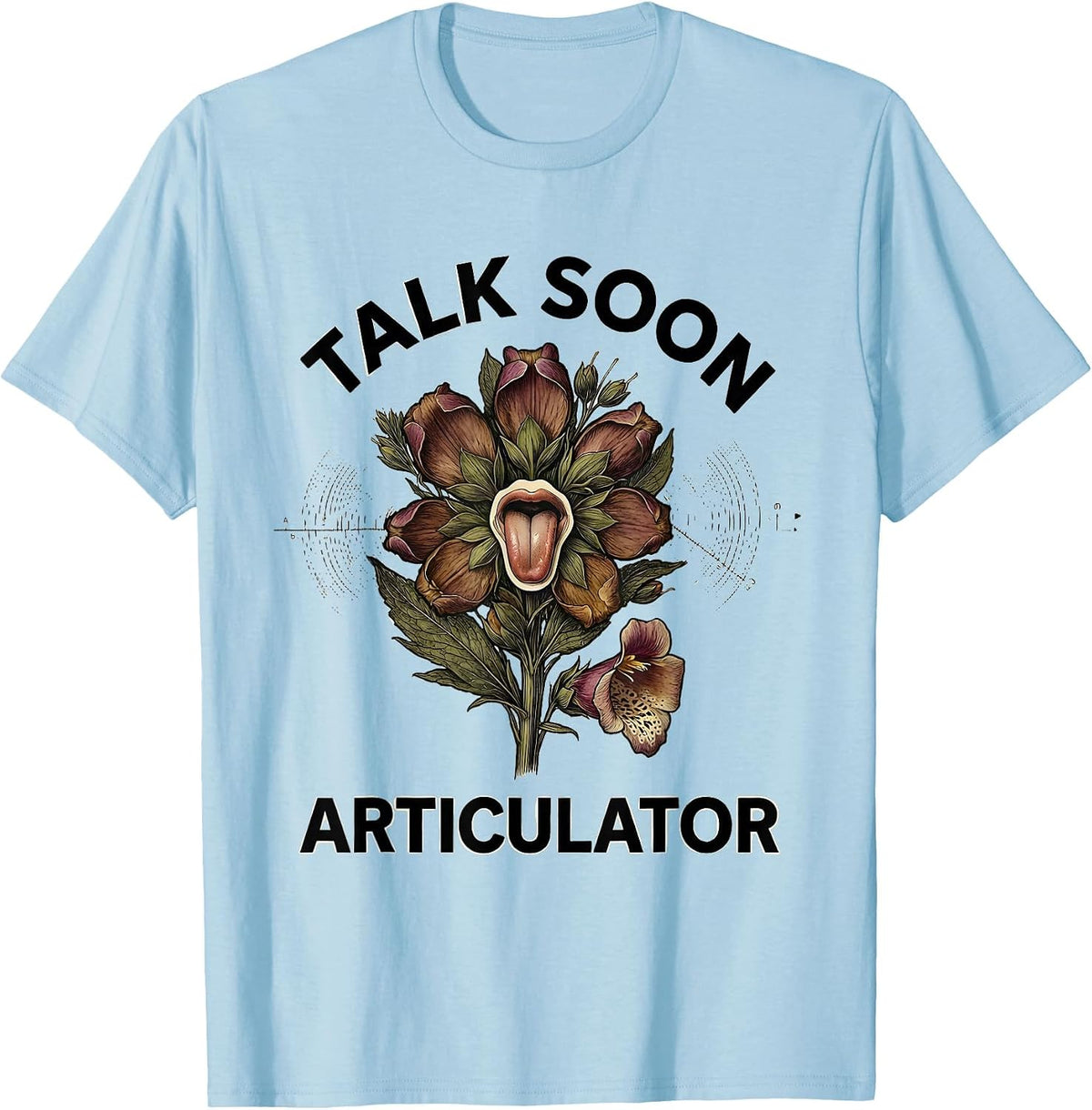 Men's Talk Soon Articulator Botanical Speech Language Pathologist T-Shirt - Baby Blue