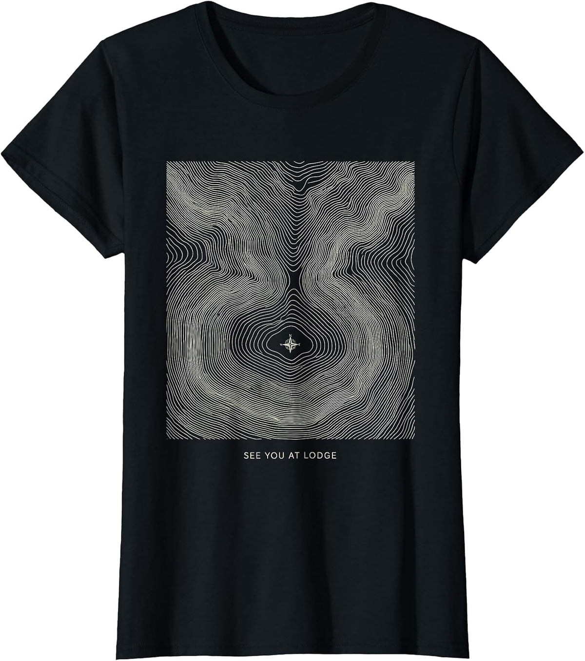 See You At Lodge Topographic Contour Freemason Lodge Member T-Shirt - Black