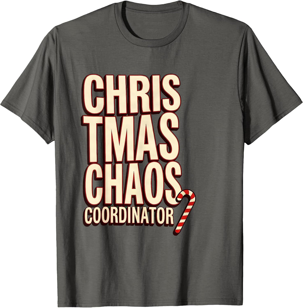 Men's Christmas Chaos Coordinator Funny Matching Couples His T-Shirt - Asphalt Grey