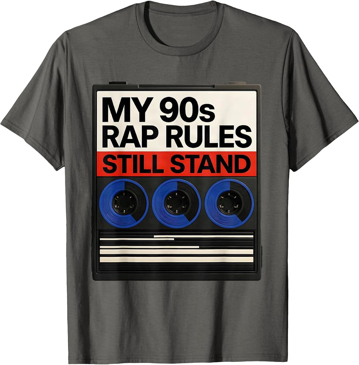 Men's My 90s Rap Rules Still Stand Bauhaus Modernist Hip Hop T-Shirt - Asphalt Grey