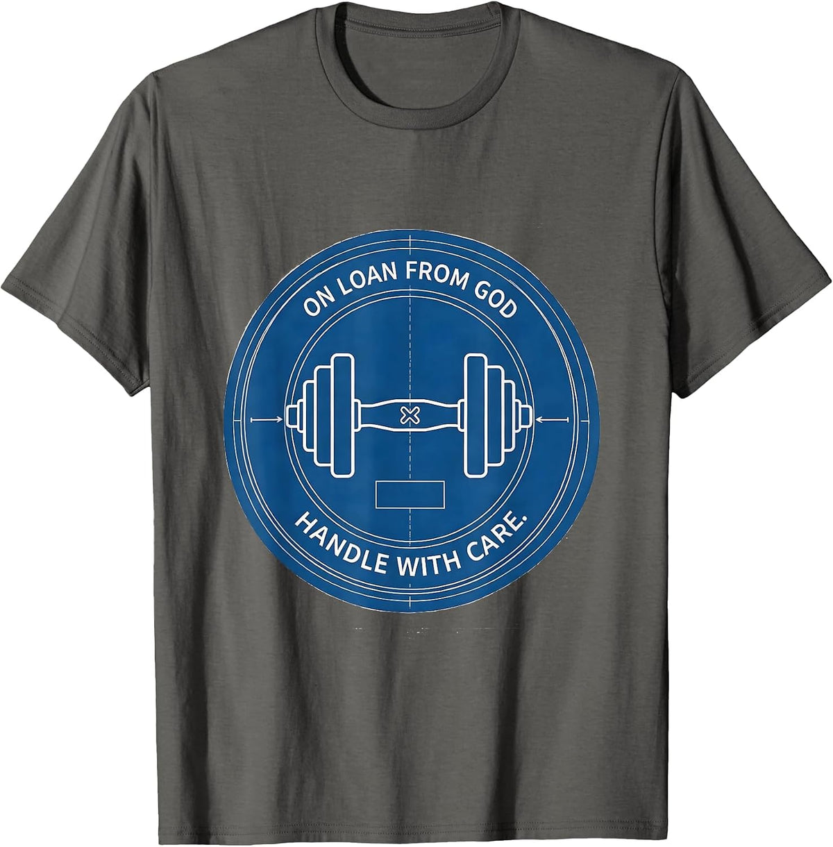 Men's On Loan From God Handle With Care Technical Blueprint Faith T-Shirt - Asphalt Grey