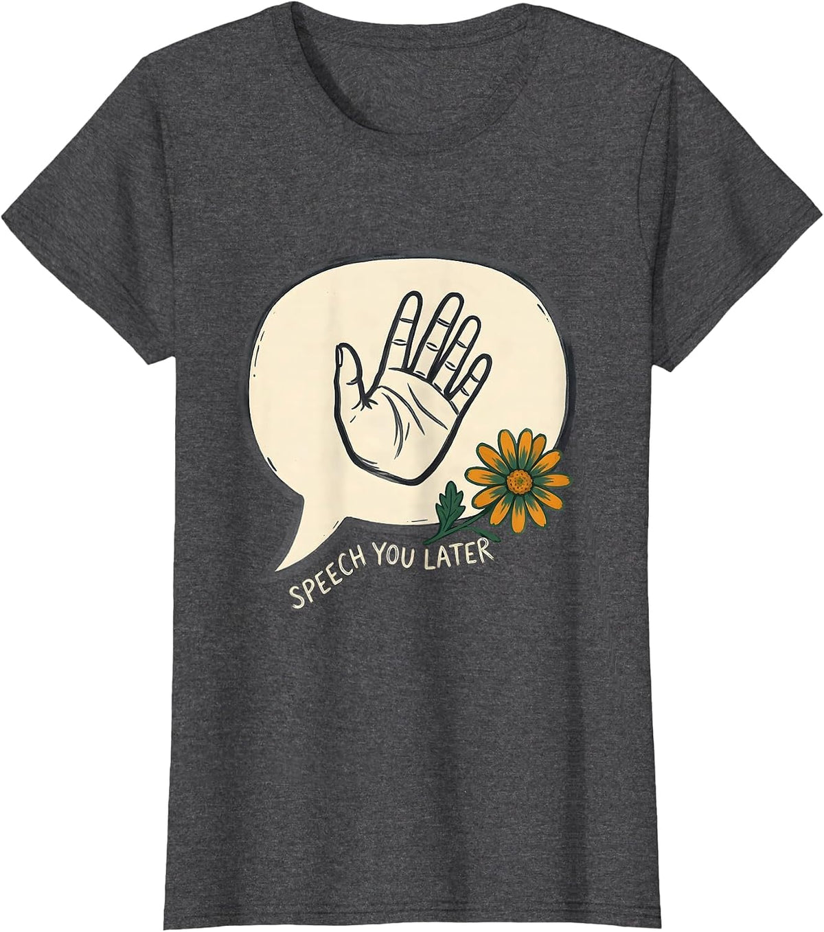 Women's Speech You Later Retro Folk Art Speech-Language Pathologist T-Shirt - Dark Heather Grey