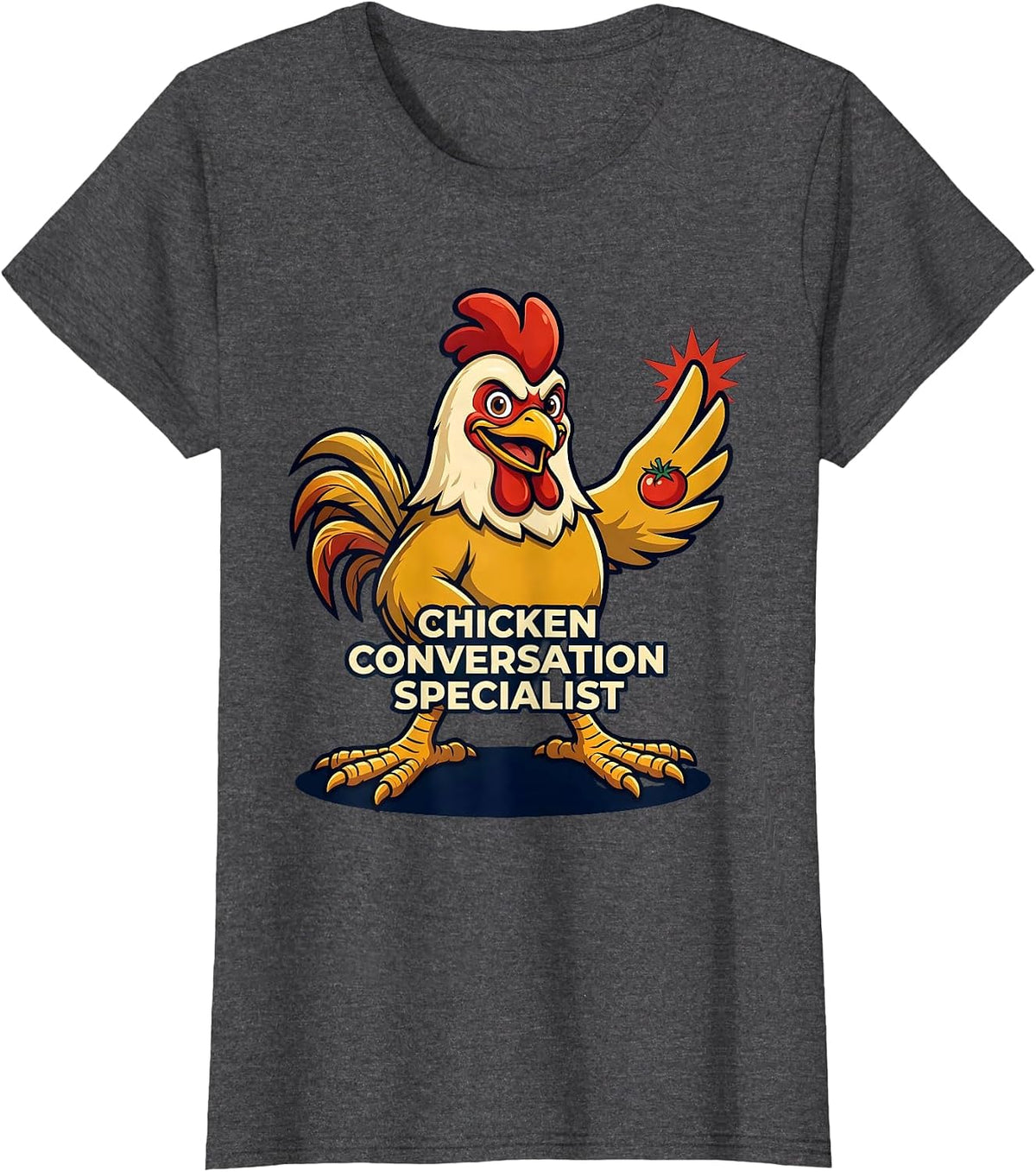 Women's Chicken Conversation Specialist Funny Chicken Lover Humor T-Shirt - Dark Heather Grey