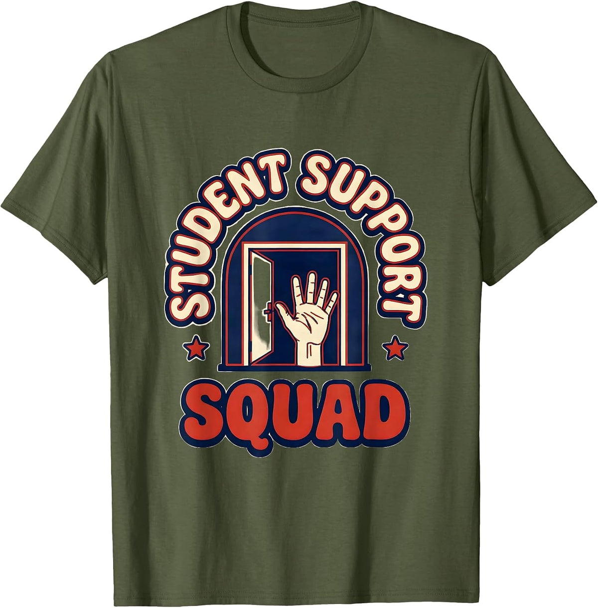 Student Support Squad Retro PTA Crew Parent Volunteer Pride T-Shirt - Olive Green