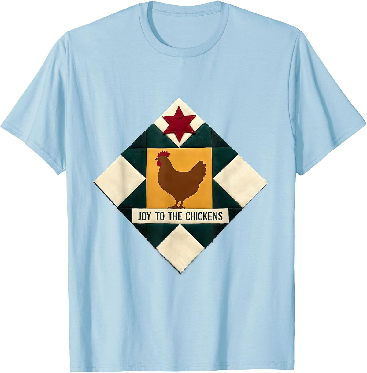Men's Joy To The Chickens Funny Farm Christmas Chicken Lover Gift T-Shirt - Baby Blue