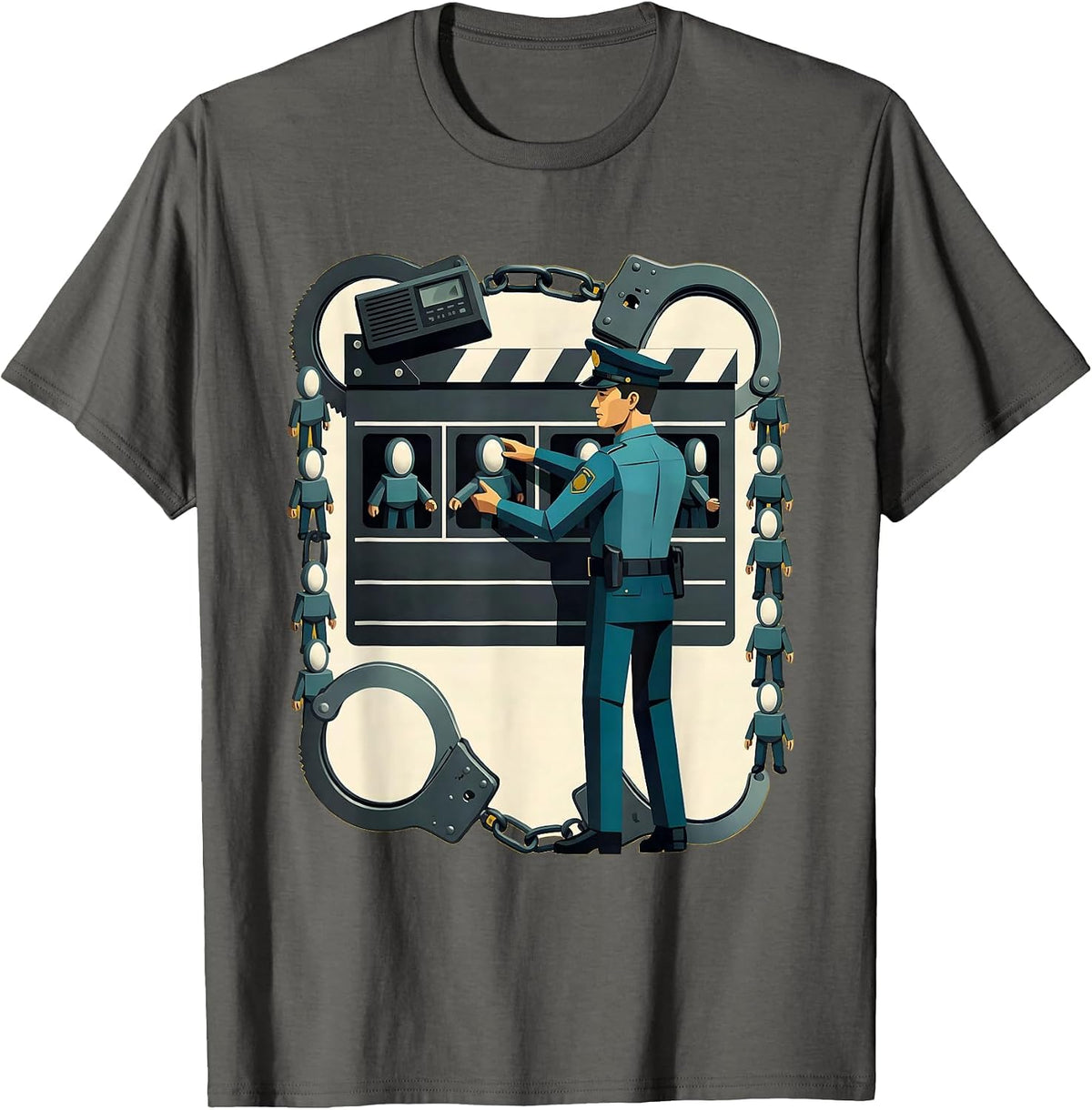 Uniformed Officer Sorting Funny Police Officer Gift T-Shirt - Asphalt Grey