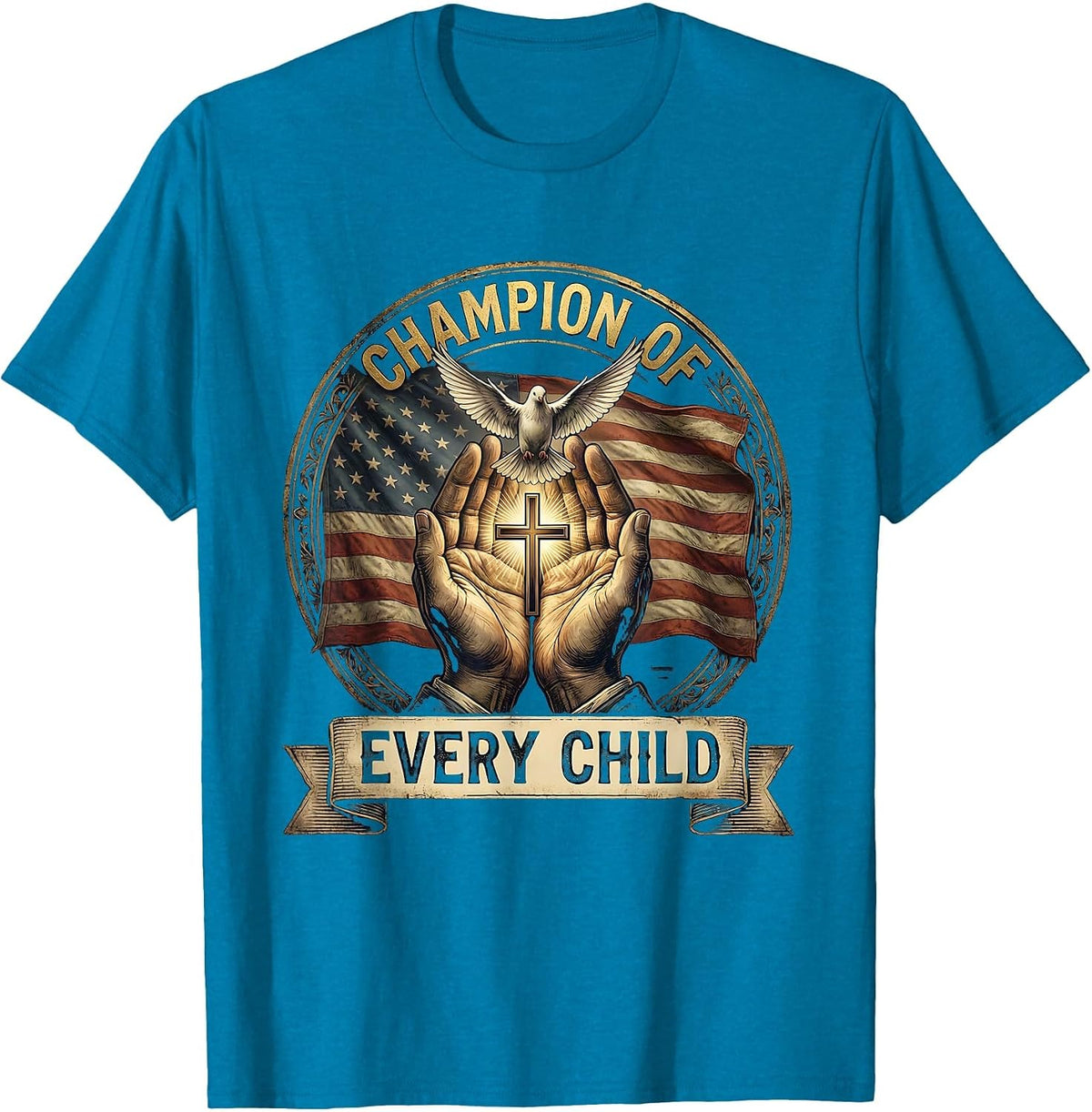 Champion of Every Child Special Education Design T-Shirt - Sapphire Blue