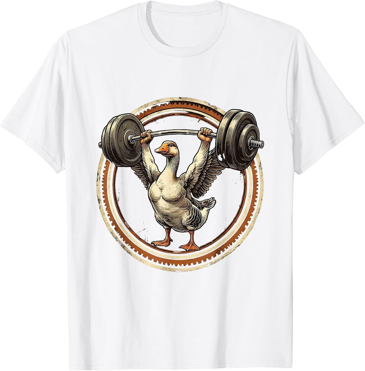 Men's Silly Goose Weightlifting Overhead Press Graphic T-Shirt - White