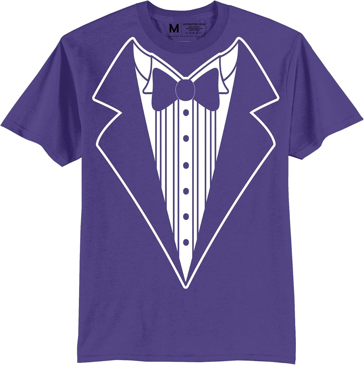 Men's Funny Tuxedo T-Shirt Black - Purple Button
