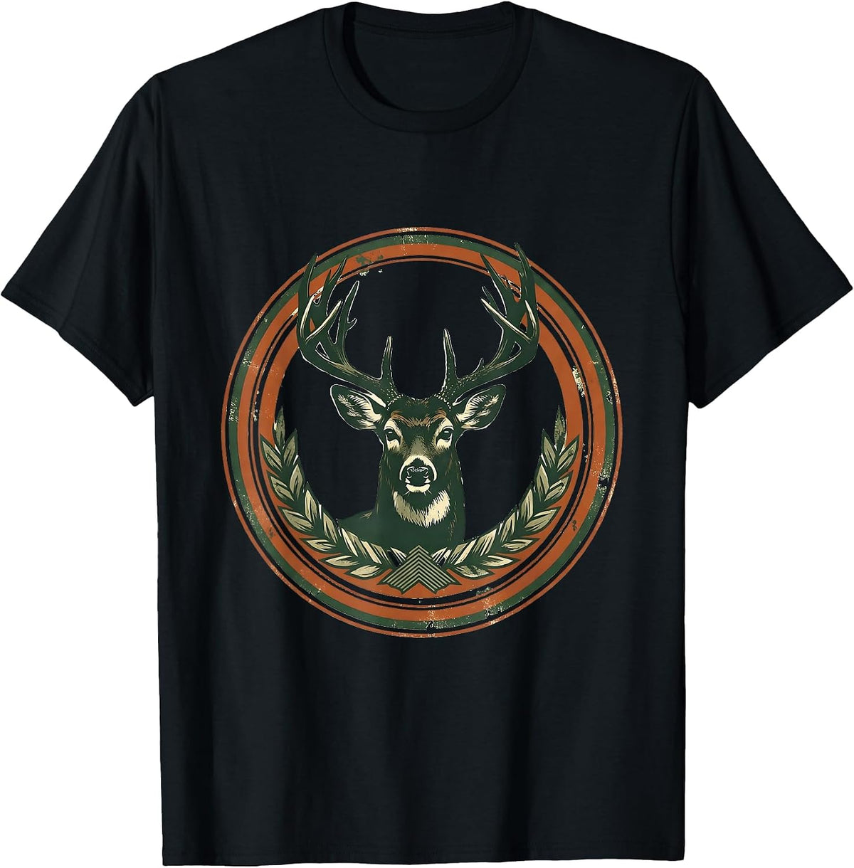 Men's Whitetail Head Vintage Deer Hunting Dad Gift T-Shirt - Black