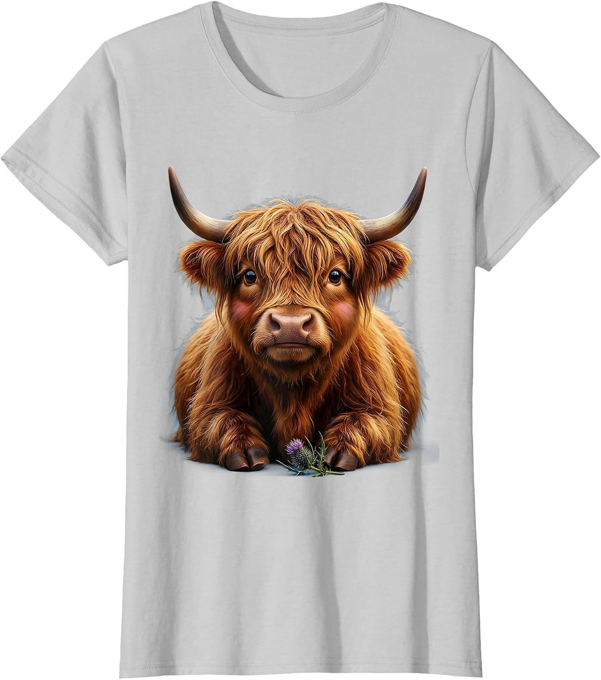 Shaggy Highland Cow Cute Kawaii Scottish Humor T-Shirt - Silver Grey