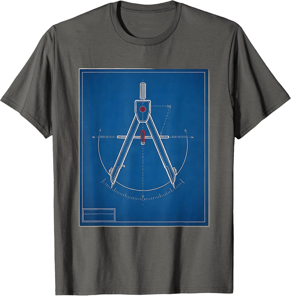 Men's Square and Compass Freemason Technical Blueprint Fraternal T-Shirt - Asphalt Grey