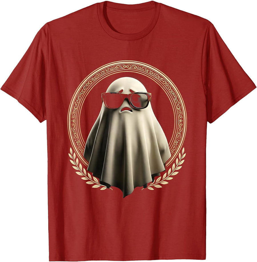 Boo Jee Ghost Wearing Designer Sunglasses T-Shirt, Men, Cranberry Red, 3X-Large - As Pictured
