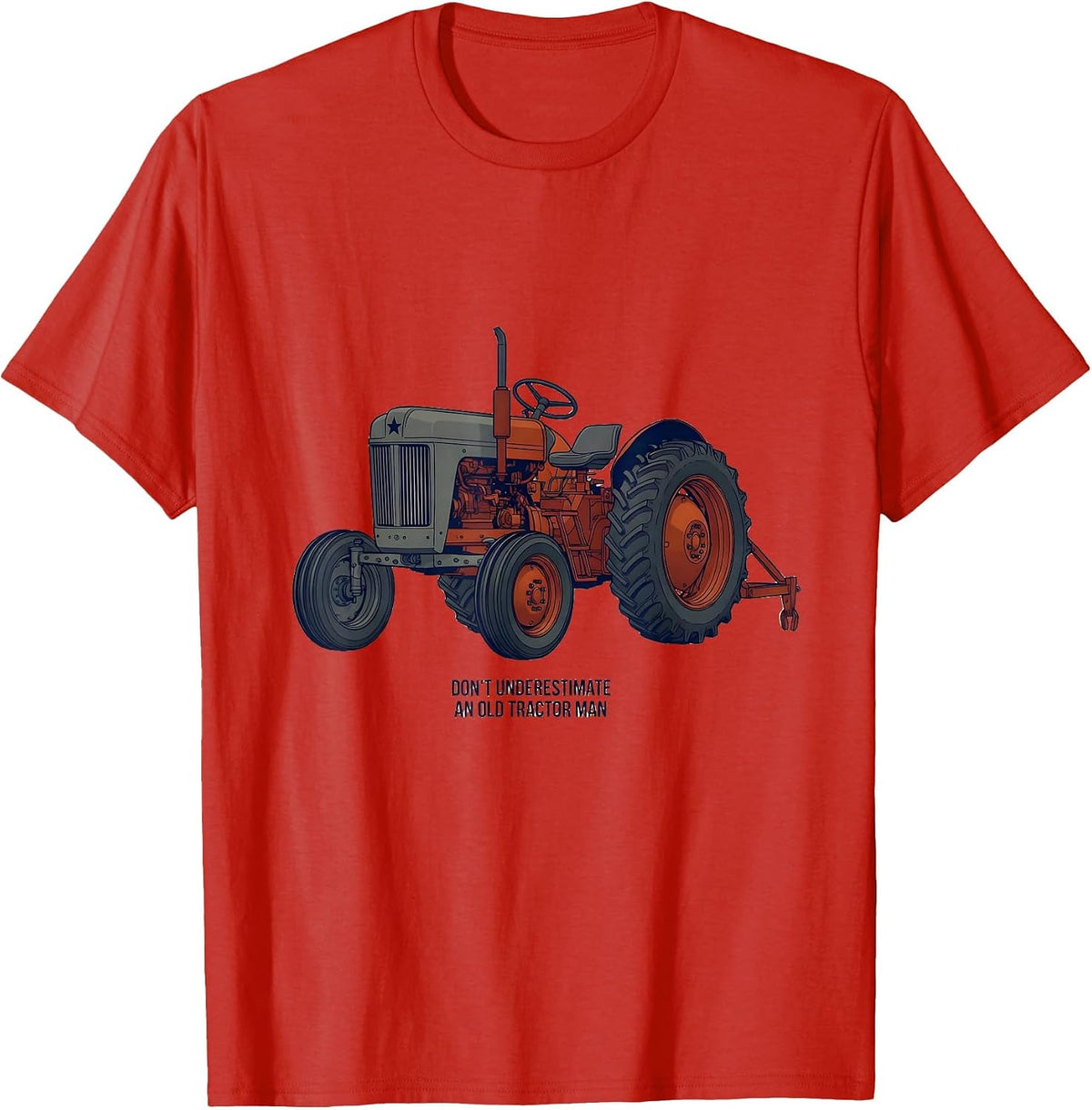 Men's Don't Underestimate An Old Tractor Man Vintage Farm Tractor T-Shirt - Red