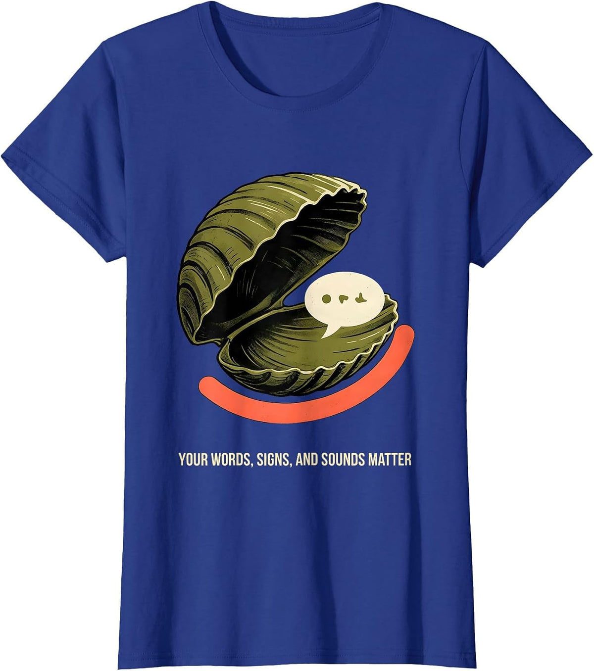 Women's Your Words Signs And Sounds Matter Midcentury Modern Speech T-Shirt - Royal Blue